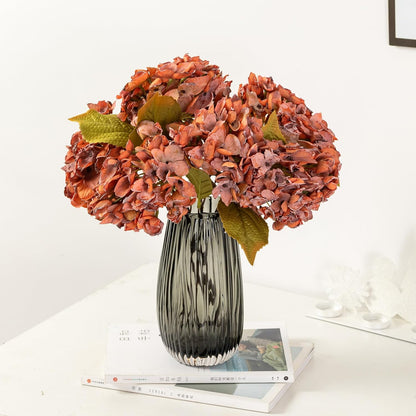 TOPIA Silk Fall Flowers Artificial Silk Dried Hydrangea Artificial Fall Flowers Dried Florals Bouquet Autumn Decorations for Office and Home (6 PCS) (Cream White)