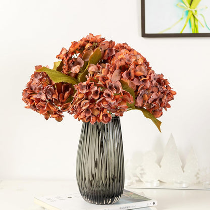 TOPIA Silk Fall Flowers Artificial Silk Dried Hydrangea Artificial Fall Flowers Dried Florals Bouquet Autumn Decorations for Office and Home (6 PCS) (Cream White)