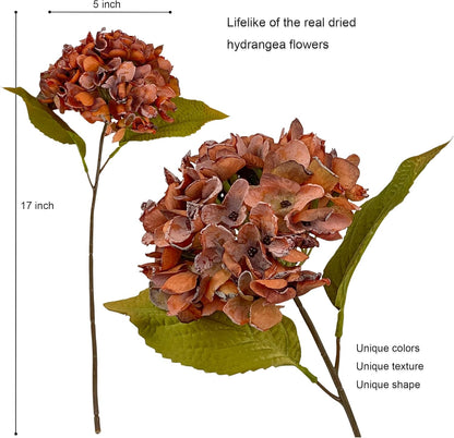 TOPIA Silk Fall Flowers Artificial Silk Dried Hydrangea Artificial Fall Flowers Dried Florals Bouquet Autumn Decorations for Office and Home (6 PCS) (Cream White)