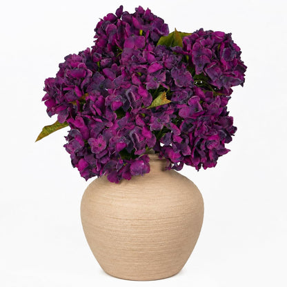 TOPIA Silk Fall Flowers Artificial Silk Dried Hydrangea Artificial Fall Flowers Dried Florals Bouquet Autumn Decorations for Office and Home (6 PCS) (Cream White)