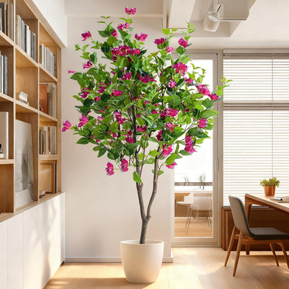Erimda 6FT Artificial Bougainvillea Tree Artificial Tree Tall Potted Fake Bougainvillea Trees for Outdoor Indoor Lifelike Potted Faux Plants with Wood Trunk and Flowers Office Wedding Home Decor