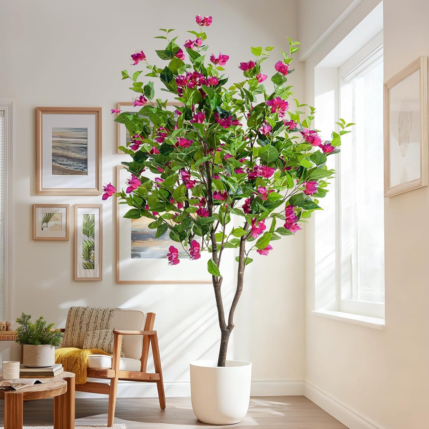 Erimda 6FT Artificial Bougainvillea Tree Artificial Tree Tall Potted Fake Bougainvillea Trees for Outdoor Indoor Lifelike Potted Faux Plants with Wood Trunk and Flowers Office Wedding Home Decor