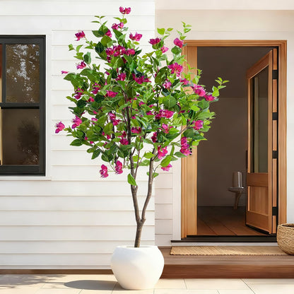 Erimda 6FT Artificial Bougainvillea Tree Artificial Tree Tall Potted Fake Bougainvillea Trees for Outdoor Indoor Lifelike Potted Faux Plants with Wood Trunk and Flowers Office Wedding Home Decor