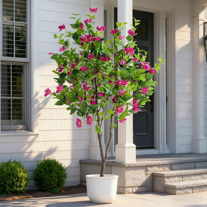 Erimda 6FT Artificial Bougainvillea Tree Artificial Tree Tall Potted Fake Bougainvillea Trees for Outdoor Indoor Lifelike Potted Faux Plants with Wood Trunk and Flowers Office Wedding Home Decor
