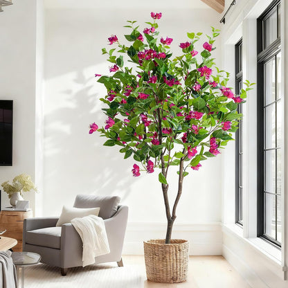 Erimda 6FT Artificial Bougainvillea Tree Artificial Tree Tall Potted Fake Bougainvillea Trees for Outdoor Indoor Lifelike Potted Faux Plants with Wood Trunk and Flowers Office Wedding Home Decor