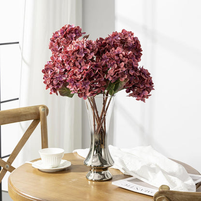 Hydrangea Artificial Flowers,Green Artificial Flower Fake Silk Hydrangea, Heads Bouquet with Stems Bulk for Fall Decoration Table Center Indoor Outdoor Faux Floral Plants 8pcs (Green)