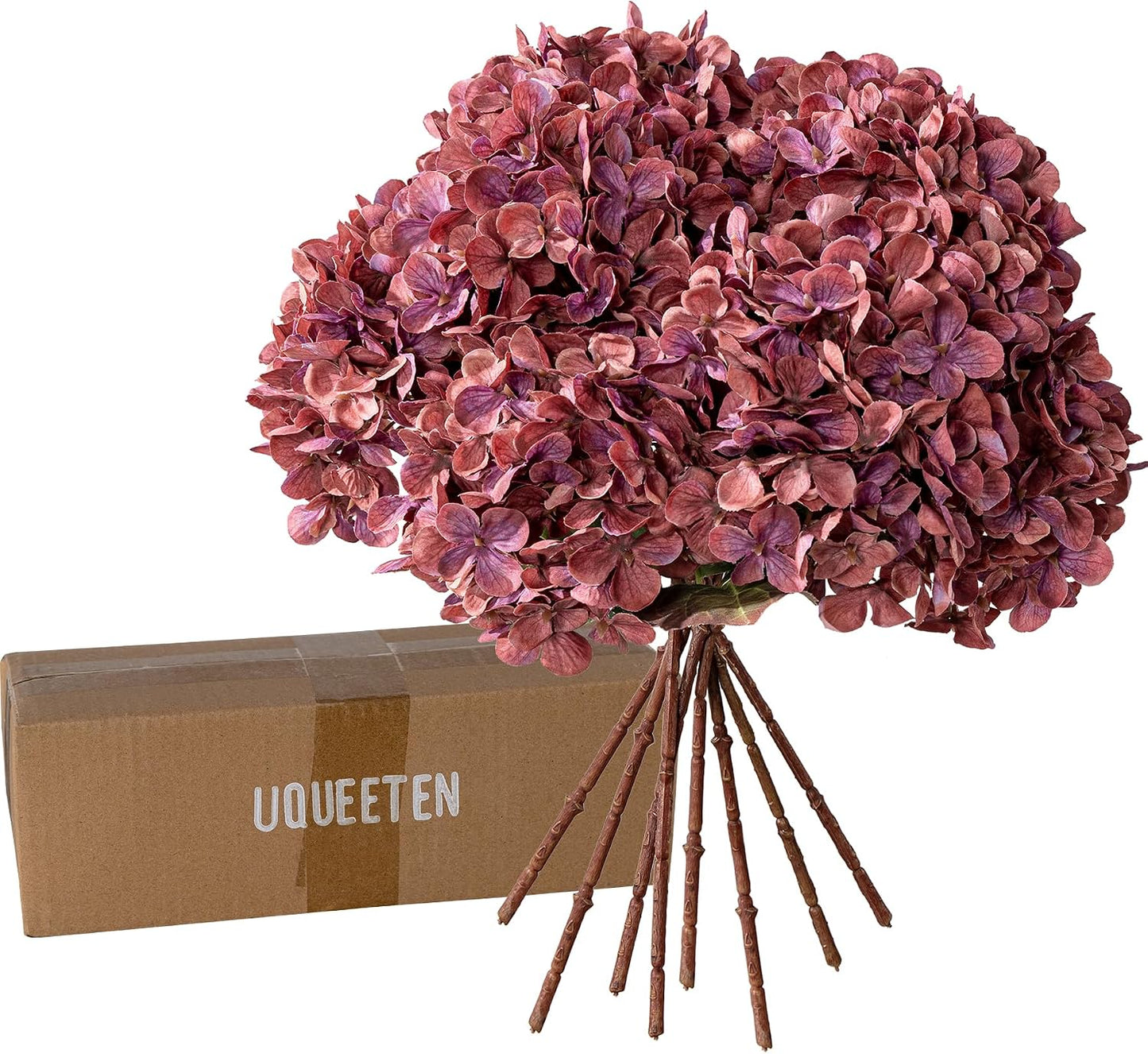 Hydrangea Artificial Flowers,Green Artificial Flower Fake Silk Hydrangea, Heads Bouquet with Stems Bulk for Fall Decoration Table Center Indoor Outdoor Faux Floral Plants 8pcs (Green)