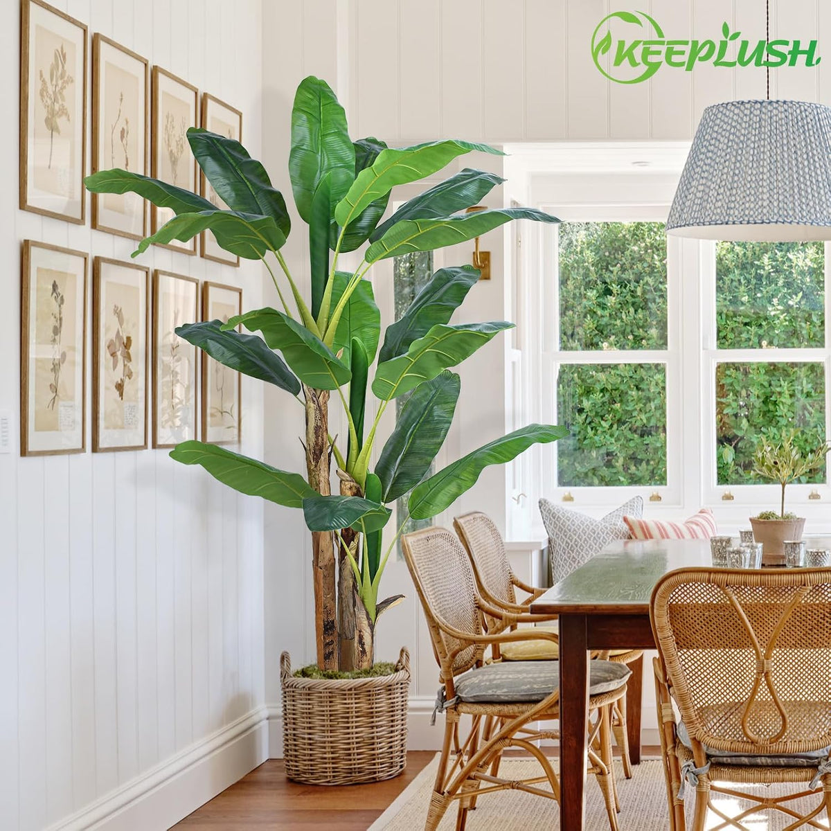 Lifelike Bird of Paradise Artificial Plant 6ft Faux Banana Leaf Tree with White Tall Planter for Home Decor - Perfect Indoor Silk Floor Plant for Living Room, Office, and Bedroom Ambiance Enhancement