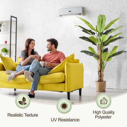 Lifelike Bird of Paradise Artificial Plant 6ft Faux Banana Leaf Tree with White Tall Planter for Home Decor - Perfect Indoor Silk Floor Plant for Living Room, Office, and Bedroom Ambiance Enhancement