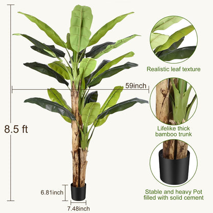 Lifelike Bird of Paradise Artificial Plant 6ft Faux Banana Leaf Tree with White Tall Planter for Home Decor - Perfect Indoor Silk Floor Plant for Living Room, Office, and Bedroom Ambiance Enhancement