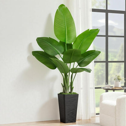 Lifelike Bird of Paradise Artificial Plant 6ft Faux Banana Leaf Tree with White Tall Planter for Home Decor - Perfect Indoor Silk Floor Plant for Living Room, Office, and Bedroom Ambiance Enhancement