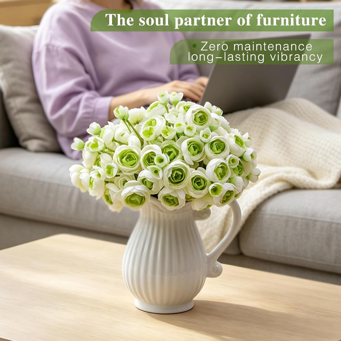 32Pcs Ivory White Ranunculus Artificial Flowers DIY Home Wedding | Real Touch Ranunculus, Faux Flowers, 32pcs Bulk, Ivory White, Peony Look, Bouquets, Home Decor, Bridal Shower, Centerpieces