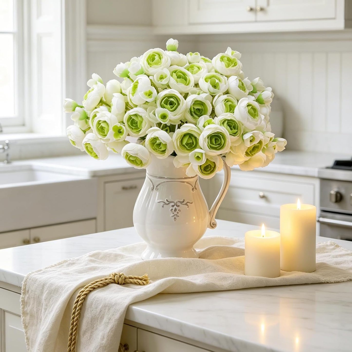 32Pcs Ivory White Ranunculus Artificial Flowers DIY Home Wedding | Real Touch Ranunculus, Faux Flowers, 32pcs Bulk, Ivory White, Peony Look, Bouquets, Home Decor, Bridal Shower, Centerpieces