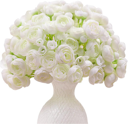 32Pcs Ivory White Ranunculus Artificial Flowers DIY Home Wedding | Real Touch Ranunculus, Faux Flowers, 32pcs Bulk, Ivory White, Peony Look, Bouquets, Home Decor, Bridal Shower, Centerpieces