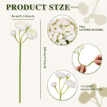 32Pcs Ivory White Ranunculus Artificial Flowers DIY Home Wedding | Real Touch Ranunculus, Faux Flowers, 32pcs Bulk, Ivory White, Peony Look, Bouquets, Home Decor, Bridal Shower, Centerpieces