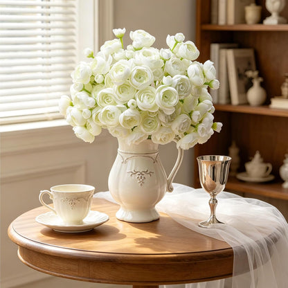 32Pcs Ivory White Ranunculus Artificial Flowers DIY Home Wedding | Real Touch Ranunculus, Faux Flowers, 32pcs Bulk, Ivory White, Peony Look, Bouquets, Home Decor, Bridal Shower, Centerpieces