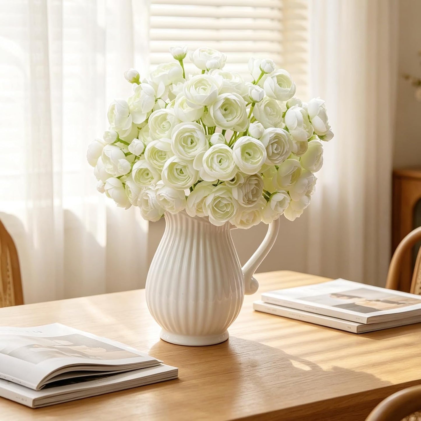 32Pcs Ivory White Ranunculus Artificial Flowers DIY Home Wedding | Real Touch Ranunculus, Faux Flowers, 32pcs Bulk, Ivory White, Peony Look, Bouquets, Home Decor, Bridal Shower, Centerpieces