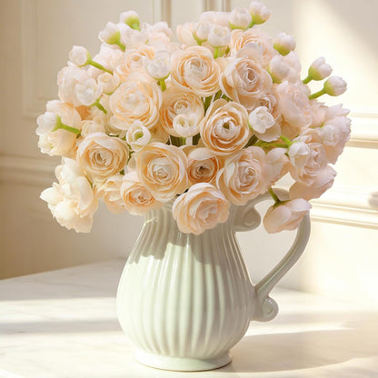 32Pcs Ivory White Ranunculus Artificial Flowers DIY Home Wedding | Real Touch Ranunculus, Faux Flowers, 32pcs Bulk, Ivory White, Peony Look, Bouquets, Home Decor, Bridal Shower, Centerpieces