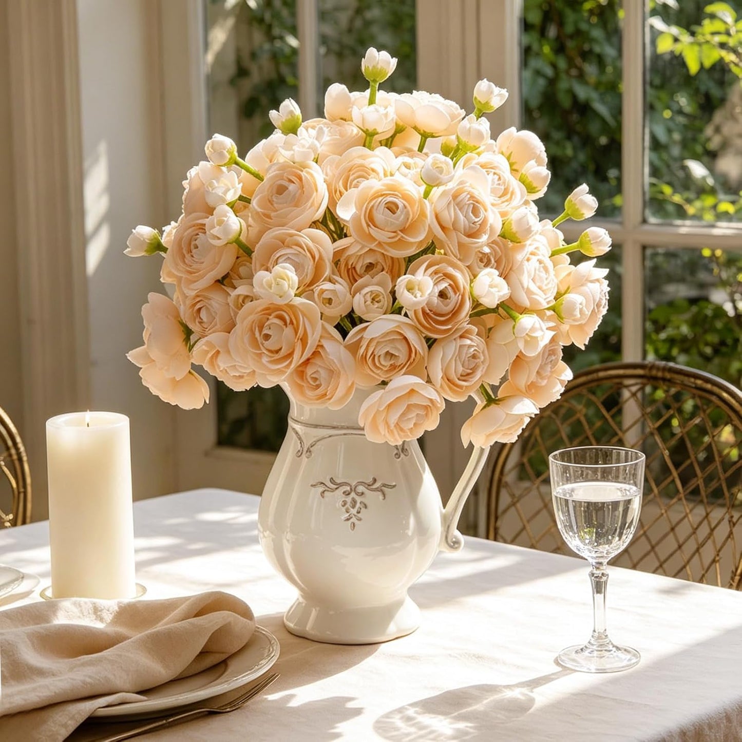 32Pcs Ivory White Ranunculus Artificial Flowers DIY Home Wedding | Real Touch Ranunculus, Faux Flowers, 32pcs Bulk, Ivory White, Peony Look, Bouquets, Home Decor, Bridal Shower, Centerpieces