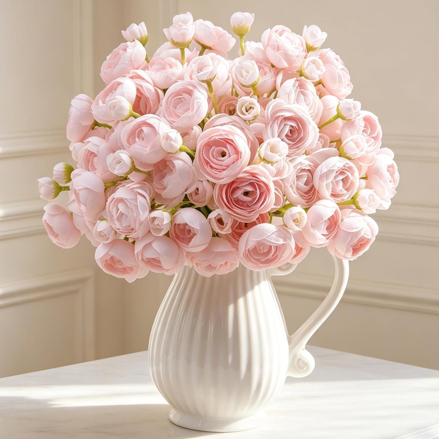 32Pcs Ivory White Ranunculus Artificial Flowers DIY Home Wedding | Real Touch Ranunculus, Faux Flowers, 32pcs Bulk, Ivory White, Peony Look, Bouquets, Home Decor, Bridal Shower, Centerpieces