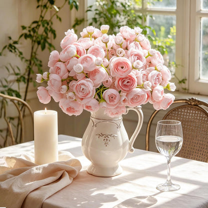 32Pcs Ivory White Ranunculus Artificial Flowers DIY Home Wedding | Real Touch Ranunculus, Faux Flowers, 32pcs Bulk, Ivory White, Peony Look, Bouquets, Home Decor, Bridal Shower, Centerpieces