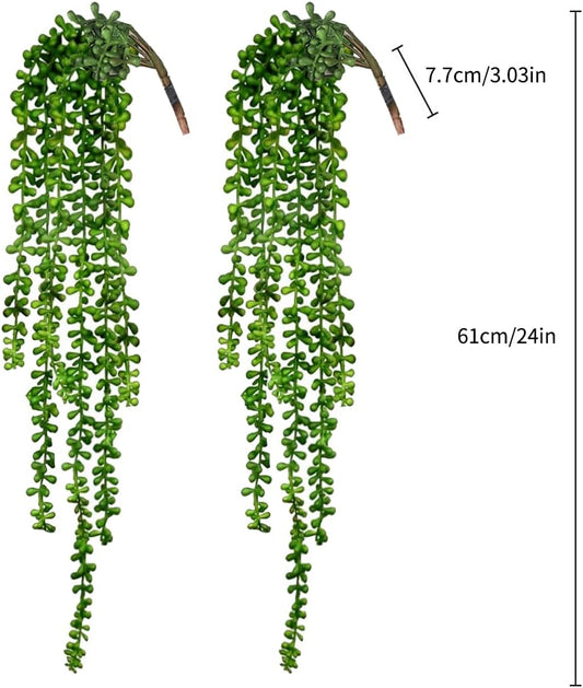 Fake Hanging Plants, String of Pearls Artificial Hanging Succulents Greenery Wall Backdrop Decor, Artificial Plants Indoor for Home Garden Outdoor Decoration