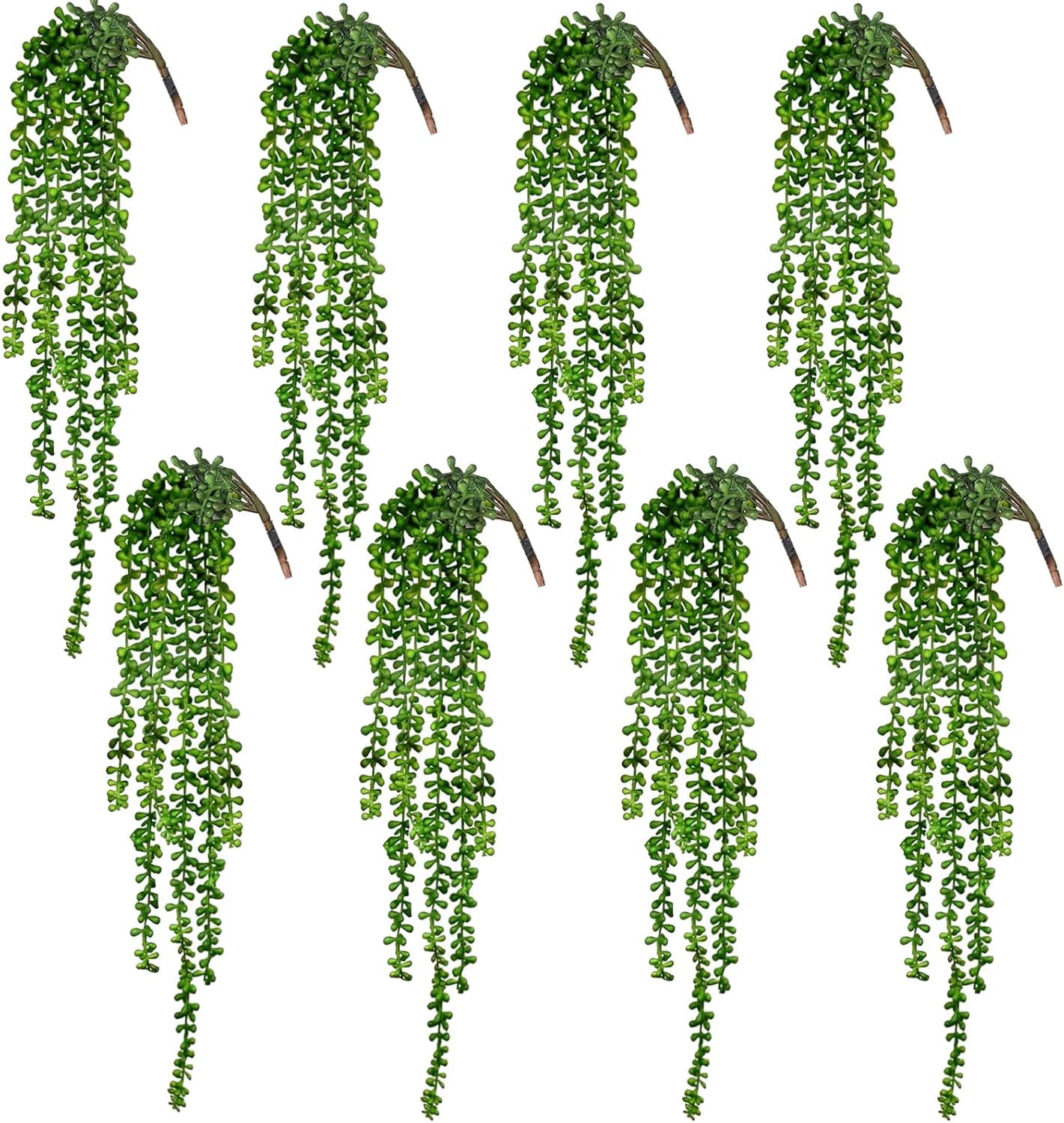 4pcs Fake Hanging Plants, String of Pearls Artificial Hanging Succulents Greenery Wall Backdrop Decor, Artificial Plants Indoor for Home Garden Outdoor Decoration