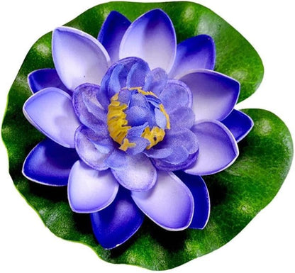 Artificial Floating Foam Lotus Flower with Water Lily Pad,Lifelike Pond Pool Lotus Ornaments,Realistic Ornament for Home Garden Pond Aquarium Decor，Artificial Plants and Flowers (Yellow)