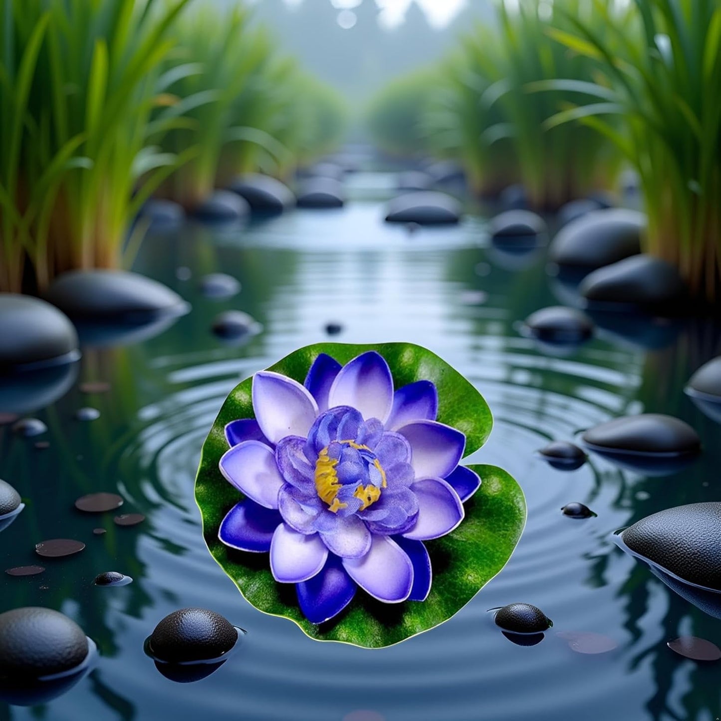 Artificial Floating Foam Lotus Flower with Water Lily Pad,Lifelike Pond Pool Lotus Ornaments,Realistic Ornament for Home Garden Pond Aquarium Decor，Artificial Plants and Flowers (Yellow)