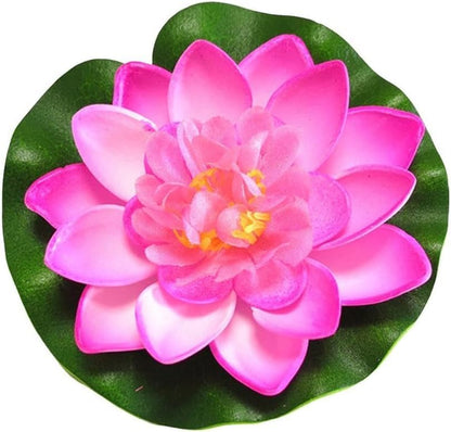 Artificial Floating Foam Lotus Flower with Water Lily Pad,Lifelike Pond Pool Lotus Ornaments,Realistic Ornament for Home Garden Pond Aquarium Decor，Artificial Plants and Flowers (Yellow)