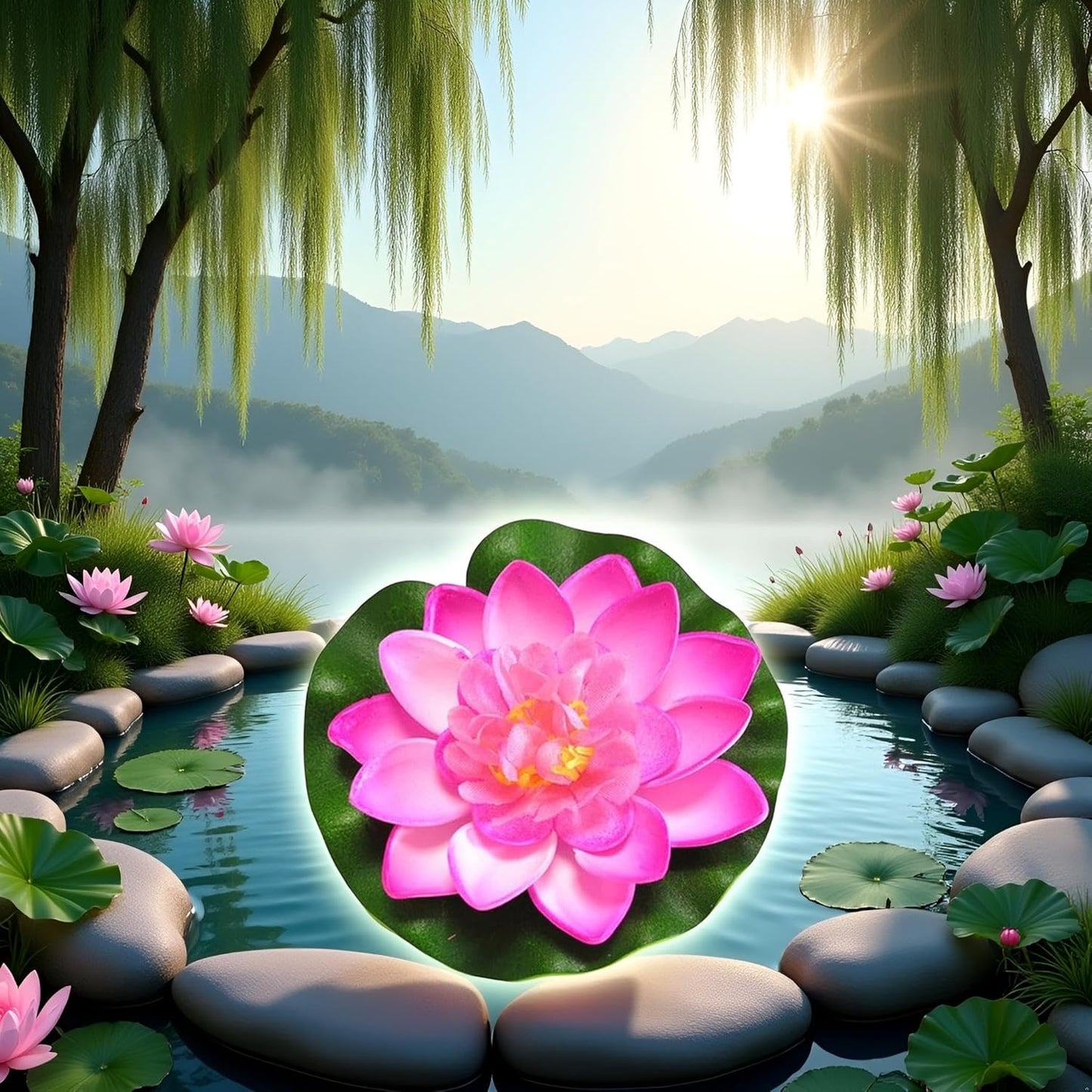 Artificial Floating Foam Lotus Flower with Water Lily Pad,Lifelike Pond Pool Lotus Ornaments,Realistic Ornament for Home Garden Pond Aquarium Decor，Artificial Plants and Flowers (Yellow)