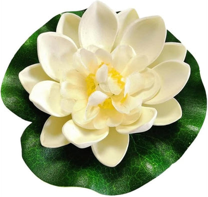 Artificial Floating Foam Lotus Flower with Water Lily Pad,Lifelike Pond Pool Lotus Ornaments,Realistic Ornament for Home Garden Pond Aquarium Decor，Artificial Plants and Flowers (Yellow)