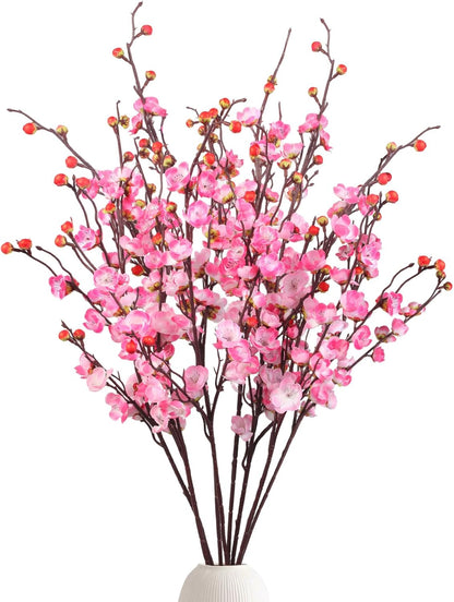 20pcs Red Cherry Blossom Branches 22" Cherry Blossom Decor (red, 22in) | artificial flowers for decoration faux flowers for vase, for Wedding Home Office Bedroom Party Table Centerpieces Decor