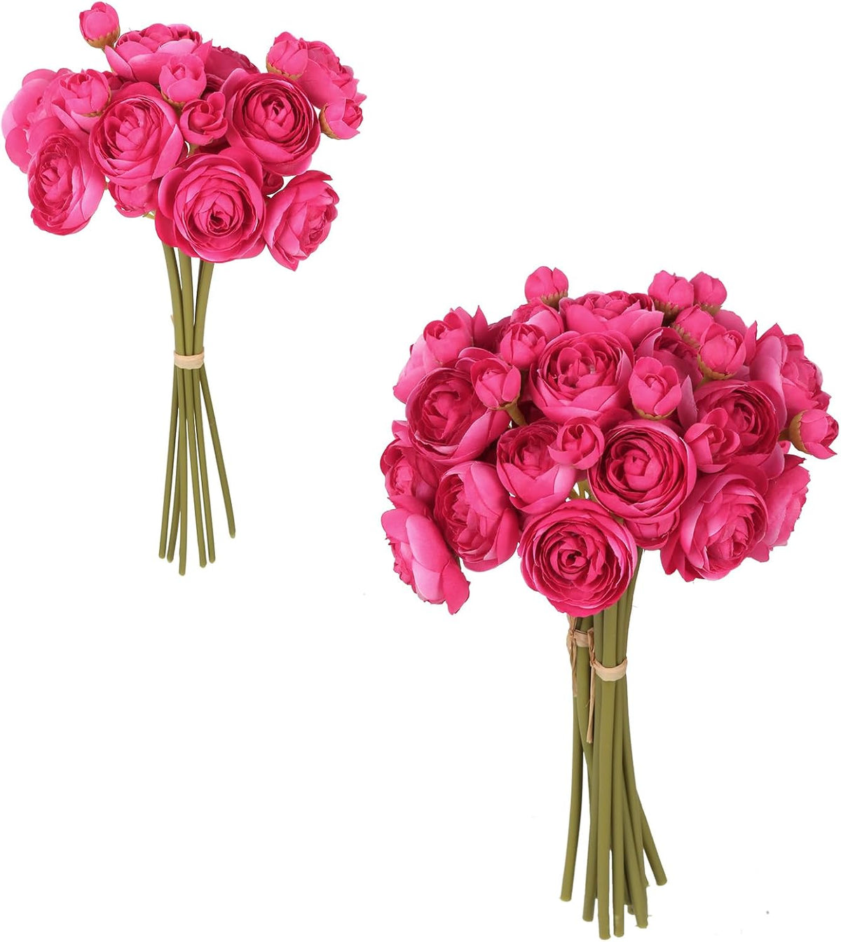 Ranunculus Artificial Flowers 2 Bouquets Mini Cream Fake Flowers 12PCS Small Faux Ranunculus Decorative Flowers for DIY Wedding Bouquet Bridal Shower Filler Flowers Decorations (Cream)