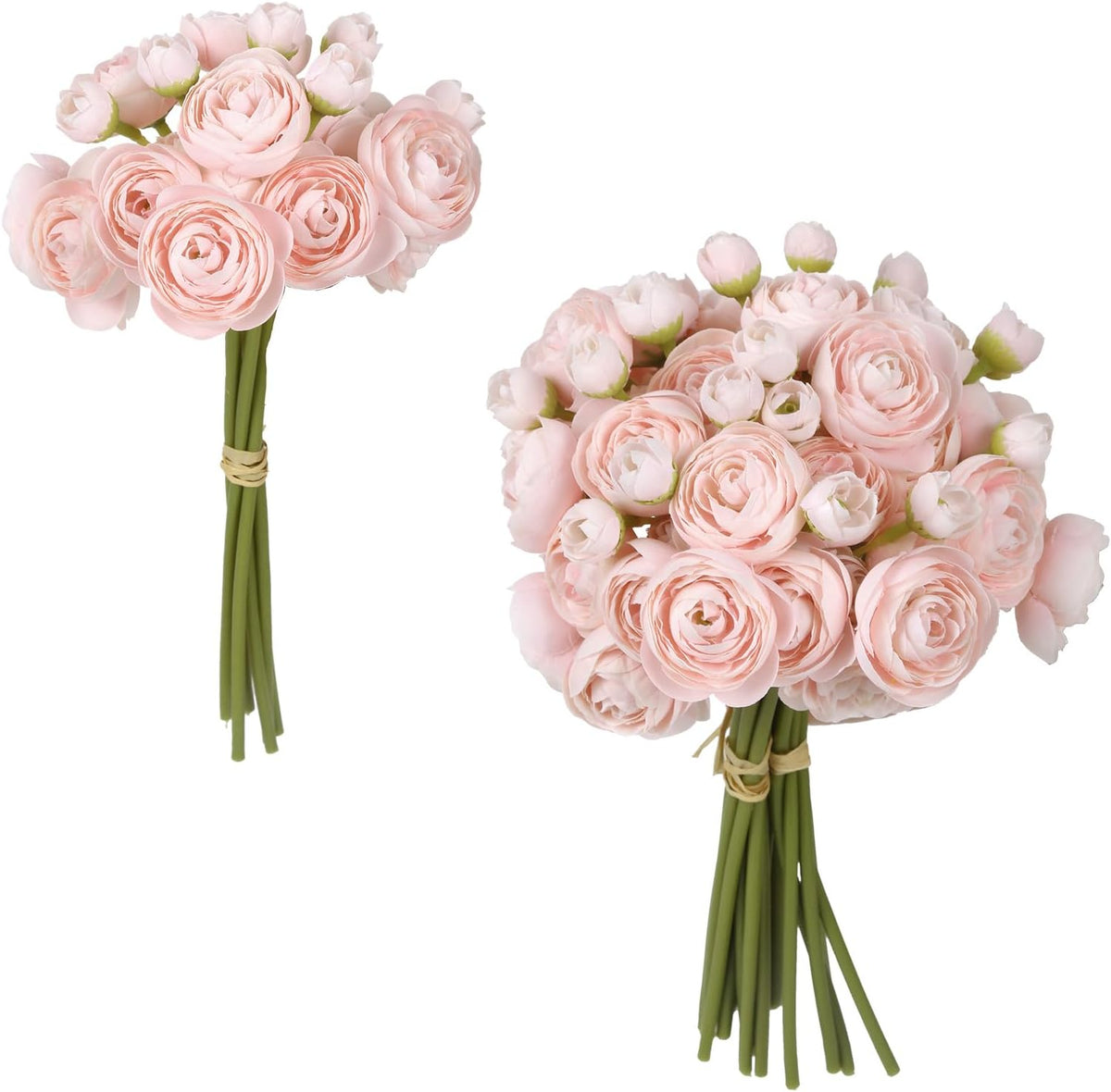 Ranunculus Artificial Flowers 2 Bouquets Mini Cream Fake Flowers 12PCS Small Faux Ranunculus Decorative Flowers for DIY Wedding Bouquet Bridal Shower Filler Flowers Decorations (Cream)