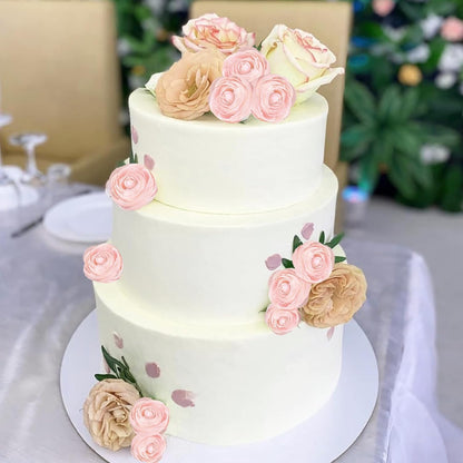Ranunculus Artificial Flowers 2 Bouquets Mini Cream Fake Flowers 12PCS Small Faux Ranunculus Decorative Flowers for DIY Wedding Bouquet Bridal Shower Filler Flowers Decorations (Cream)
