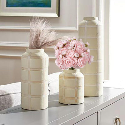 Ranunculus Artificial Flowers 2 Bouquets Mini Cream Fake Flowers 12PCS Small Faux Ranunculus Decorative Flowers for DIY Wedding Bouquet Bridal Shower Filler Flowers Decorations (Cream)