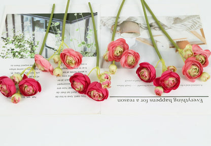 Ranunculus Artificial Flowers 2 Bouquets Mini Cream Fake Flowers 12PCS Small Faux Ranunculus Decorative Flowers for DIY Wedding Bouquet Bridal Shower Filler Flowers Decorations (Cream)