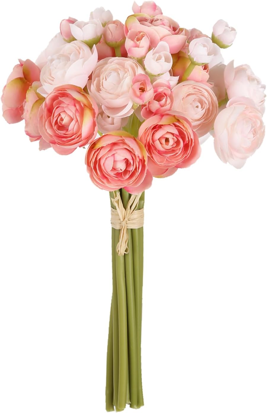 Ranunculus Artificial Flowers 2 Bouquets Mini Cream Fake Flowers 12PCS Small Faux Ranunculus Decorative Flowers for DIY Wedding Bouquet Bridal Shower Filler Flowers Decorations (Cream)