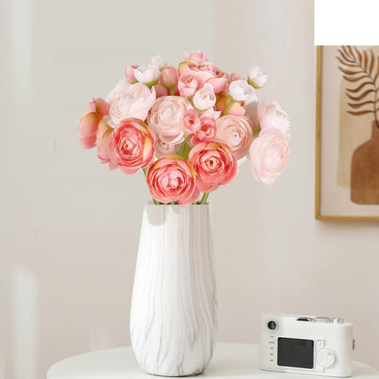 Ranunculus Artificial Flowers 2 Bouquets Mini Cream Fake Flowers 12PCS Small Faux Ranunculus Decorative Flowers for DIY Wedding Bouquet Bridal Shower Filler Flowers Decorations (Cream)