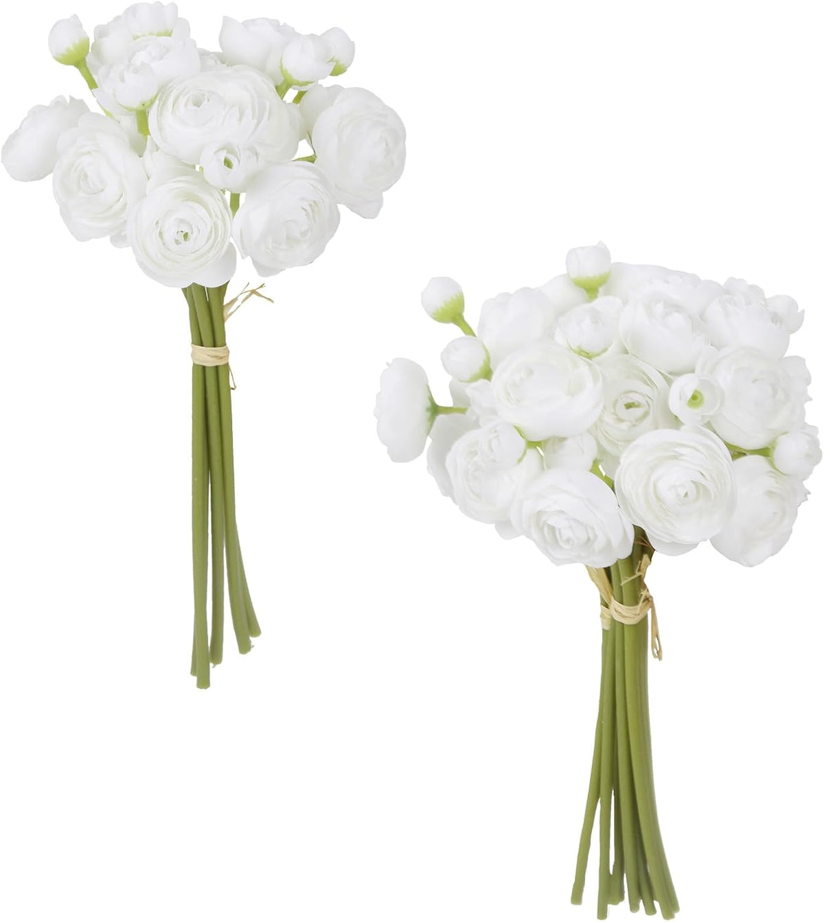 Ranunculus Artificial Flowers 2 Bouquets Mini Cream Fake Flowers 12PCS Small Faux Ranunculus Decorative Flowers for DIY Wedding Bouquet Bridal Shower Filler Flowers Decorations (Cream)