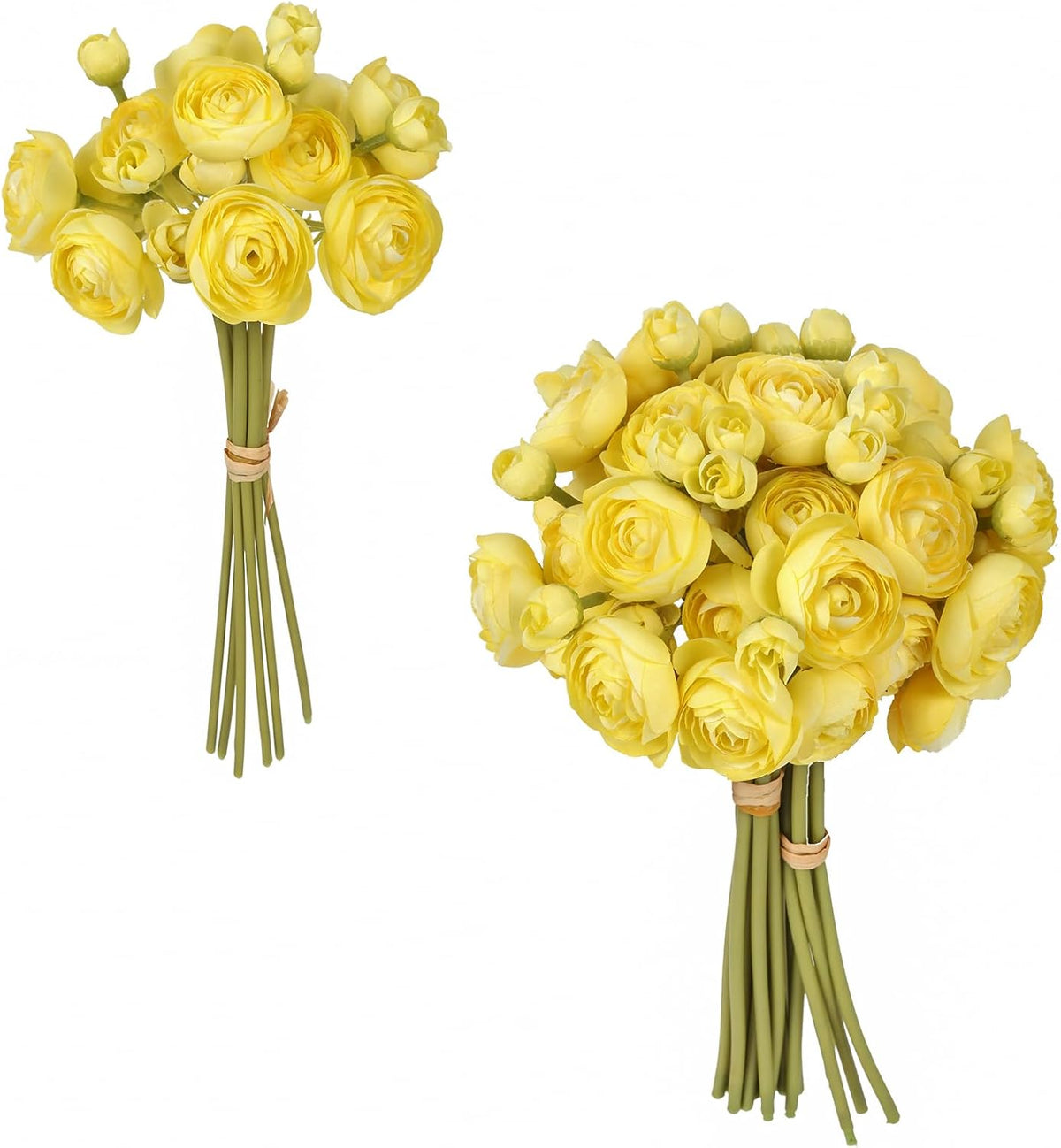 Ranunculus Artificial Flowers 2 Bouquets Mini Cream Fake Flowers 12PCS Small Faux Ranunculus Decorative Flowers for DIY Wedding Bouquet Bridal Shower Filler Flowers Decorations (Cream)