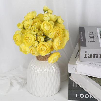 Ranunculus Artificial Flowers 2 Bouquets Mini Cream Fake Flowers 12PCS Small Faux Ranunculus Decorative Flowers for DIY Wedding Bouquet Bridal Shower Filler Flowers Decorations (Cream)