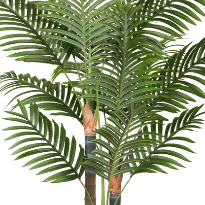 5ft Artificial Palm Tree Indoor Plant，Triple Faux Tropical Areca Floor Plant in Pot，Artificial Plants with Lifelike Leaves for Home Office Decor