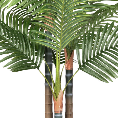 5ft Artificial Palm Tree Indoor Plant，Triple Faux Tropical Areca Floor Plant in Pot，Artificial Plants with Lifelike Leaves for Home Office Decor
