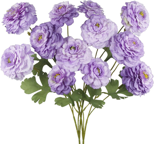 2 Pcs Artificial Flowers Spring Summer Purple Zinnia Silk Flowers with Long Stems Zinnia Elegans Artificial Flowers for Outdoors Floral Arrangements Table Centerpieces Wedding Party Home Decor