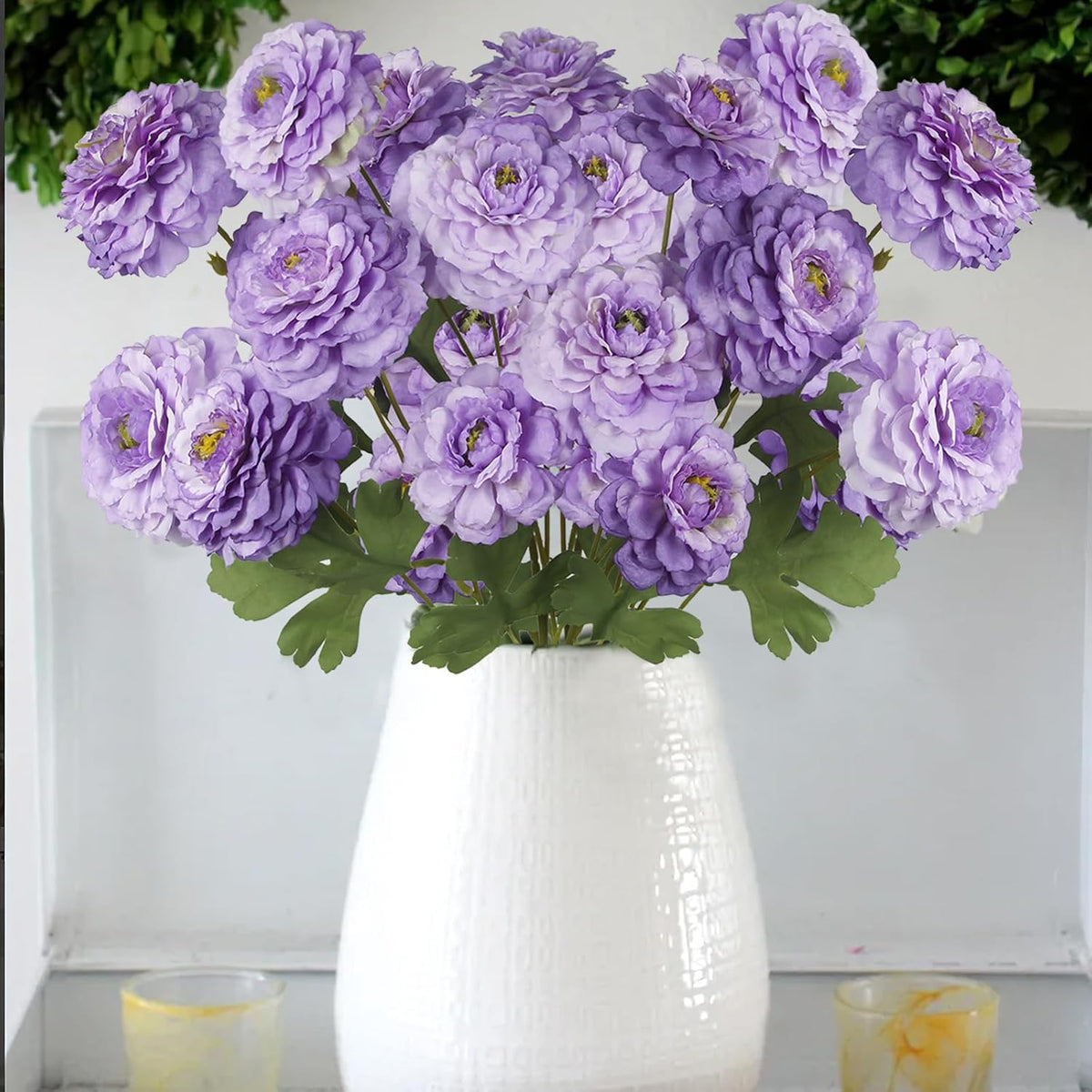 2 Pcs Artificial Flowers Spring Summer Purple Zinnia Silk Flowers with Long Stems Zinnia Elegans Artificial Flowers for Outdoors Floral Arrangements Table Centerpieces Wedding Party Home Decor