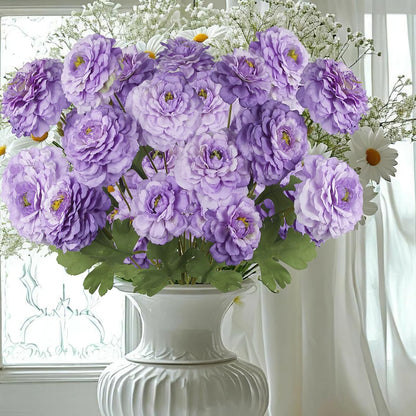2 Pcs Artificial Flowers Spring Summer Purple Zinnia Silk Flowers with Long Stems Zinnia Elegans Artificial Flowers for Outdoors Floral Arrangements Table Centerpieces Wedding Party Home Decor