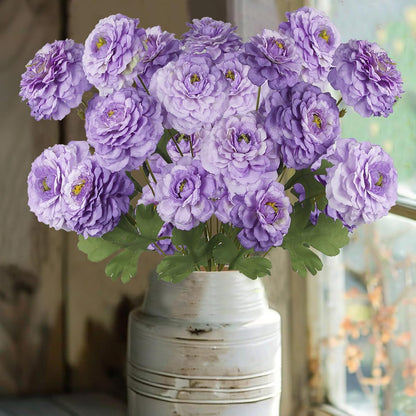 2 Pcs Artificial Flowers Spring Summer Purple Zinnia Silk Flowers with Long Stems Zinnia Elegans Artificial Flowers for Outdoors Floral Arrangements Table Centerpieces Wedding Party Home Decor
