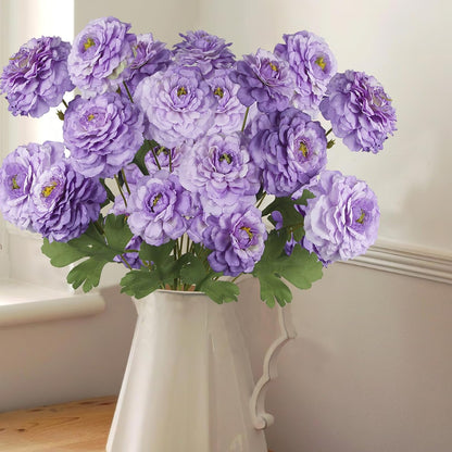 2 Pcs Artificial Flowers Spring Summer Purple Zinnia Silk Flowers with Long Stems Zinnia Elegans Artificial Flowers for Outdoors Floral Arrangements Table Centerpieces Wedding Party Home Decor